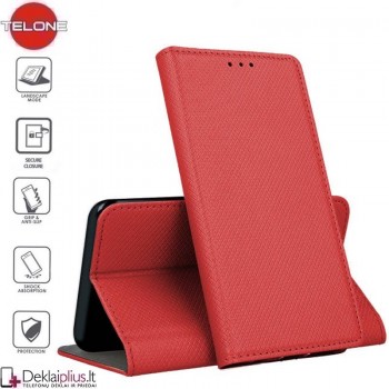 Telone smart magnet atverčiamas dėklas - raudonas(Xiaomi Redmi 9C)